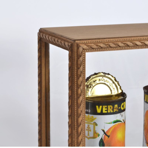 Vitrina-Urna cristal y madera labrada