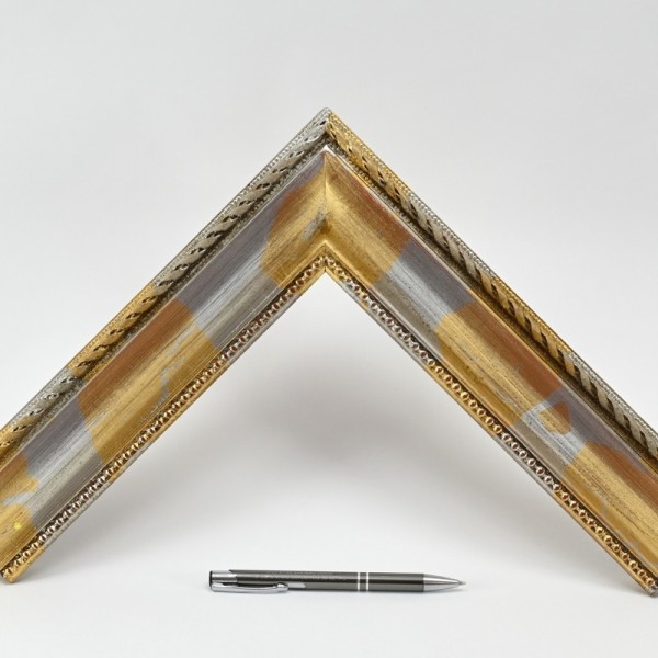 Marco artesano dorado y plata rozados