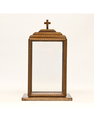 Urna Madera labrada y cristal. Para relicario