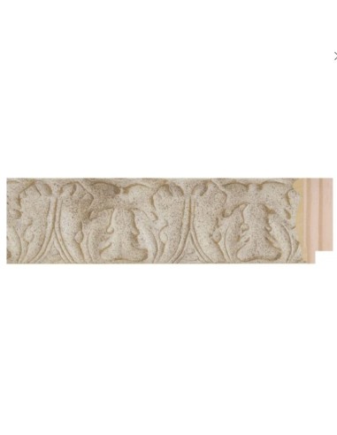 Moldura madera labrada marfil viejo