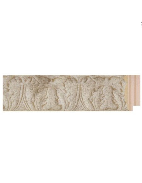 Moldura madera labrada marfil viejo