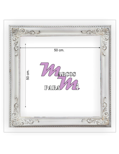 Marco a medida Blanco Decapé adornos en las esquinas
