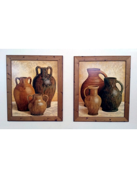 Dos cuadros rústicos ánforas