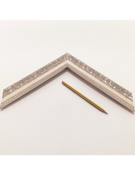 Marco madera 5 cm. Talla Blanco-plata N-54