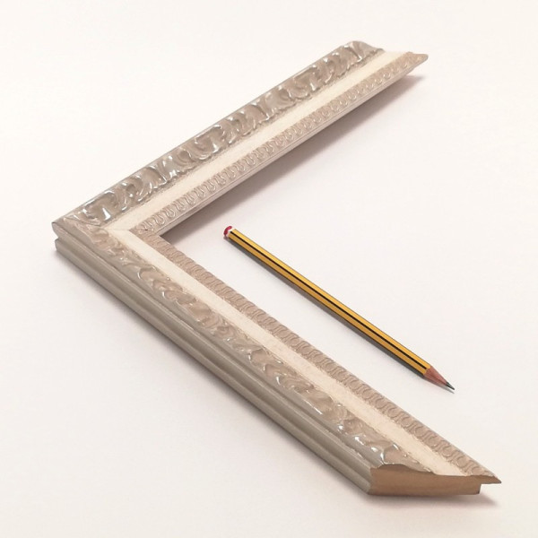 Marco madera 5 cm. Talla Blanco-plata N-54
