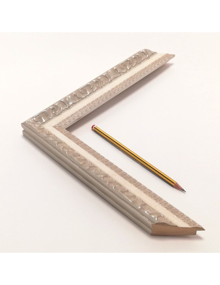 Marco madera 5 cm. Talla Blanco-plata N-54