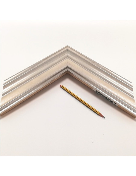 Marco madera color plata y marfil S-35