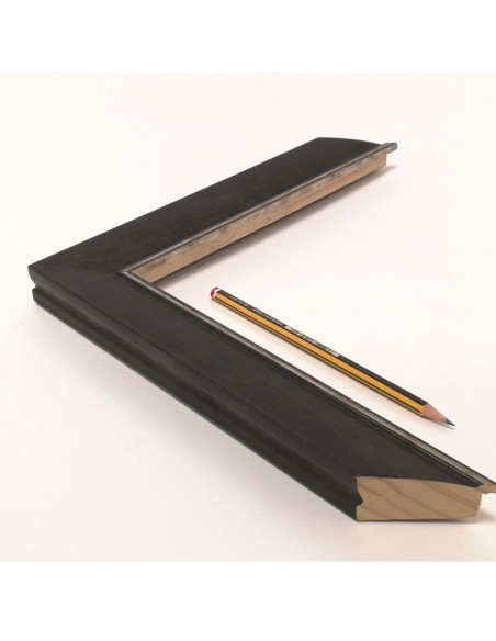 Marco madera grafito y filo plata M-37