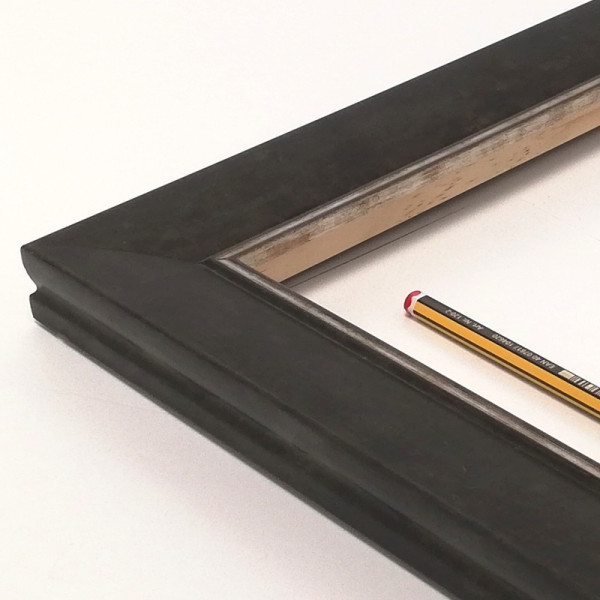 Marco madera grafito y filo plata M-37