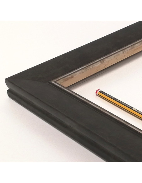 Marco madera grafito y filo plata M-37