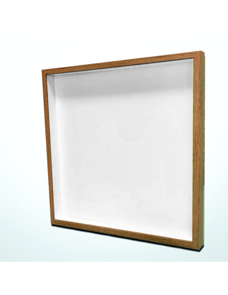 Vitrina con marco roble y cristal, fondo blanco